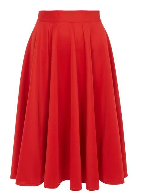 **Closet Curve Red Panel Midi Skirt